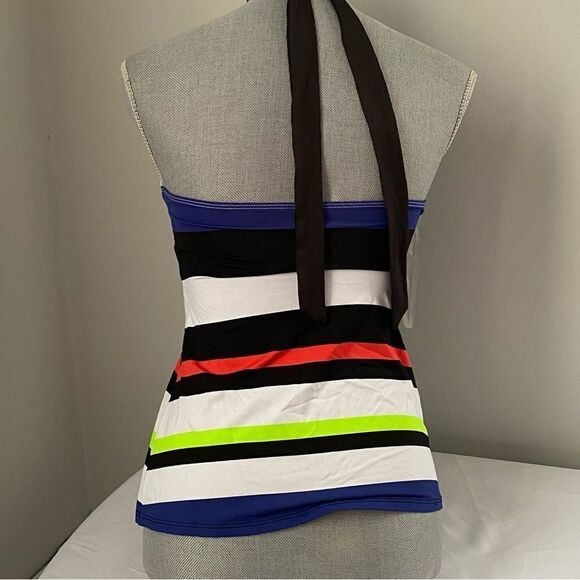Ralph Lauren Striped Halter Tankini Top Multi Color Size 4 - Picture 2 of 4